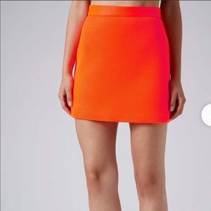 TOPSHOP orange aline mini skirt mesh neon dayglo 8